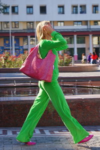 Woman wearing vibrant colors