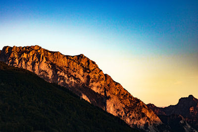 Scenic view of mountains against clear sky