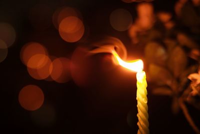 Close-up of burning candle