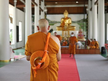 Close-up of buddhist monk ordination ceremony