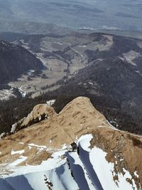 High angle view of snowcapped mountain