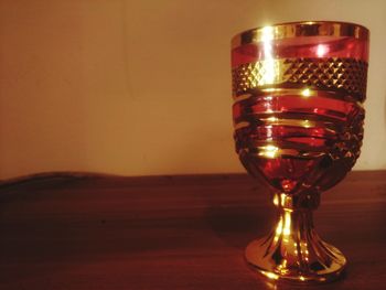 Close-up of wine glass on table