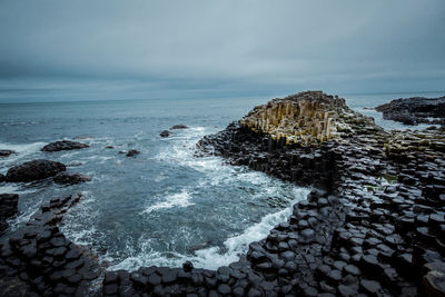 Scenic view of sea shore against sky