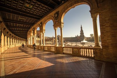 Interior of historic building, corridor of plaza de españa in seville