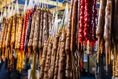 Panoramic shot of vegetables for sale at market stall