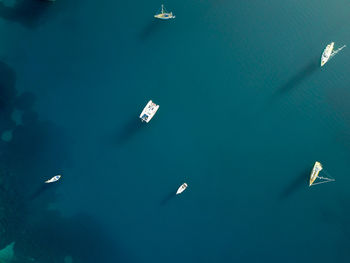 High angle view of boats in sea