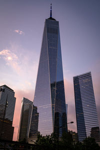 Low angle view of world trade center against sky