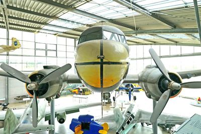 Low angle view of airplane in airport