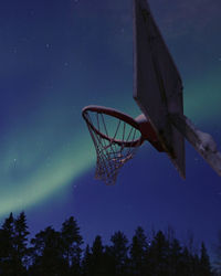 Low angle view of basketball hoop against sky aurora 