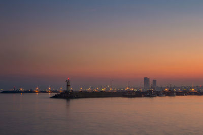 Berth with pleasure yacht, istanbul, evening