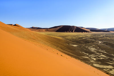 Scenic view of desert against clear sky