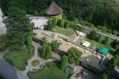 High angle view of built structure