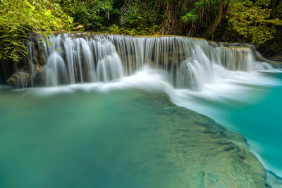 View of waterfall in forest