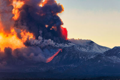 Detail of the etna volcano in eruption