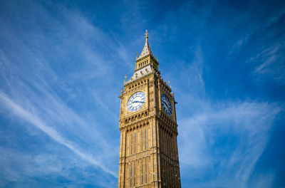 Low angle view of big ben against sky