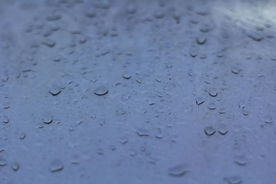 Full frame shot of raindrops on glass window