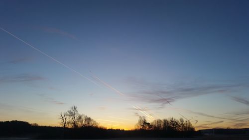 Silhouette trees against sky during sunset