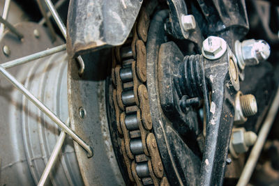 Close-up of motorcycle chain