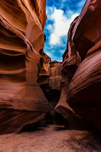 Low angle view of rock formations