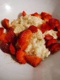 Close-up of strawberries in plate