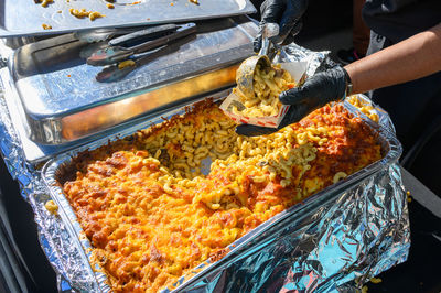 Cropped hand of person preparing food