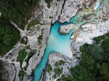 High angle view of rocks on rock