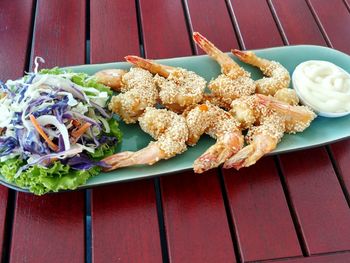 Food served on table