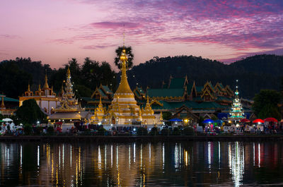 Illuminated city at night