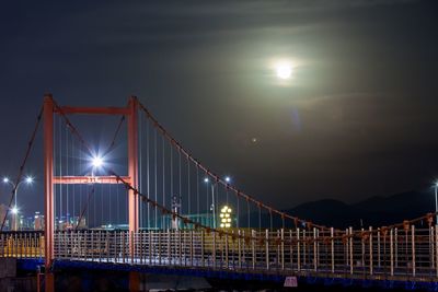 View of suspension bridge at night