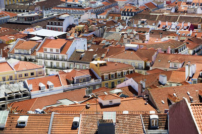 High angle view of rooftops