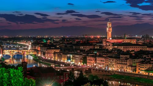 Illuminated city at night