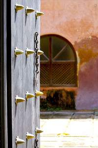 Close-up of closed door of building