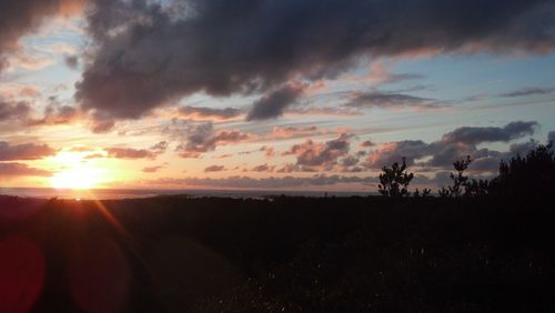 Silhouette landscape against sky during sunset