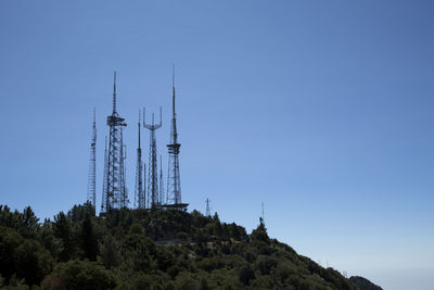 Communication antennas mounted on a mountain top