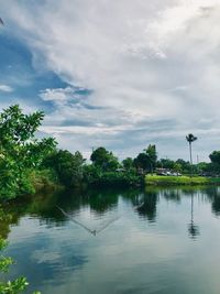 Scenic view of lake against sky