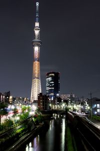 Illuminated city at night