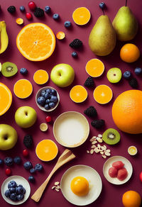 High angle view of food on table