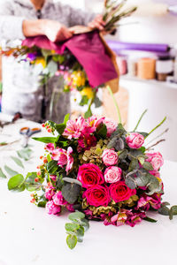 Close-up of pink rose bouquet