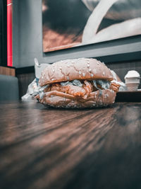 Close-up of chicken burger