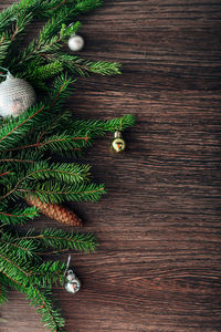 High angle view of christmas tree on table