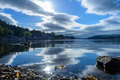 Scenic view of lake against sky