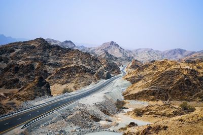 Scenic view of mountains against clear sky