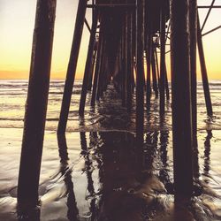 Silhouette of beach at sunset