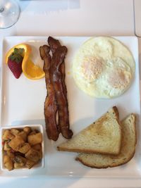 Close-up of breakfast served in plate