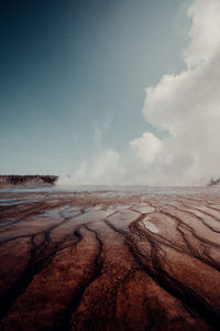 Scenic view of sea against cloudy sky