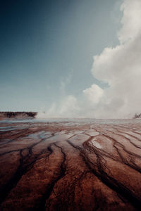 Scenic view of sea against cloudy sky