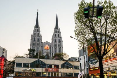 Low angle view of buildings against sky