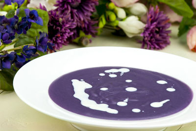 Close-up of dessert in plate on table