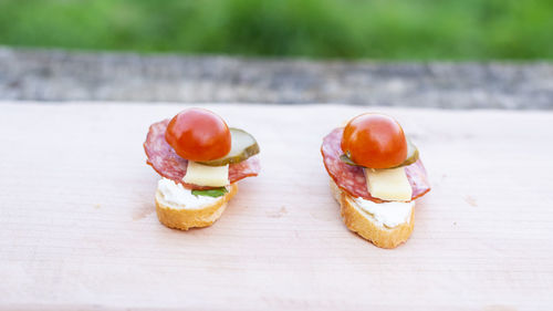 Close-up of food on table