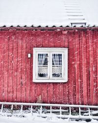 Close-up of snow on brick wall